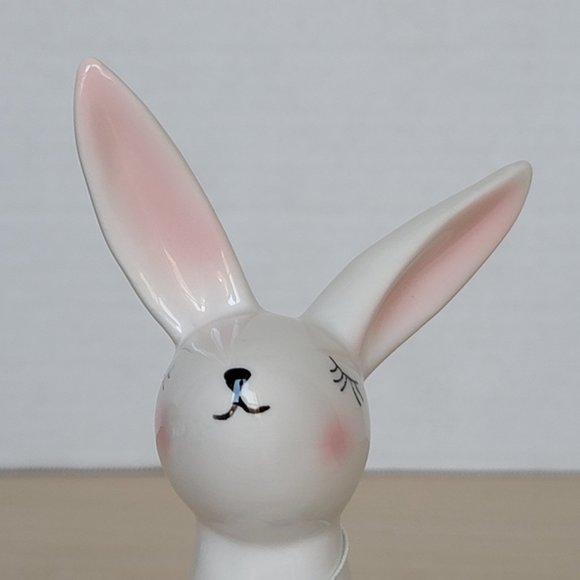 Martha Stewart Ceramic Dotted Easter Bunny Rabbit With Blue Egg Figurine 10.5" - Picture 6 of 13